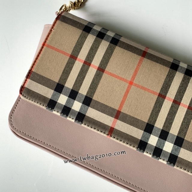 Burberry專門店新款Vintage格紋拼皮革錢夾 巴寶莉單肩斜挎女包 yxb1074